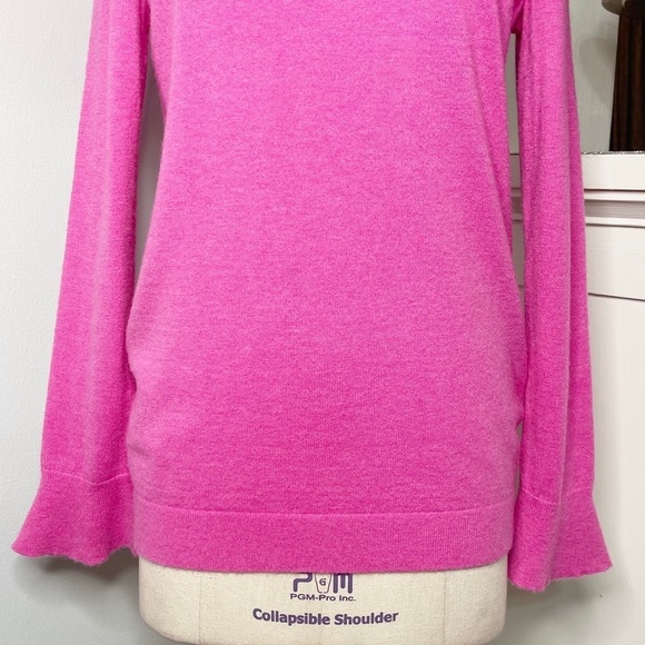 Talbots Pink Lambswool Crewneck Flutter Sleeve Sweater Small - Picture 4 of 11